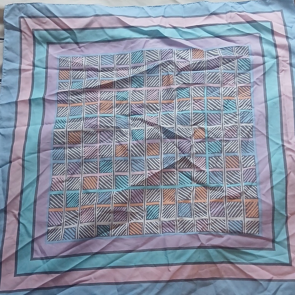 Large Vintage Waterproof Totes Pastel Geometric Scarf